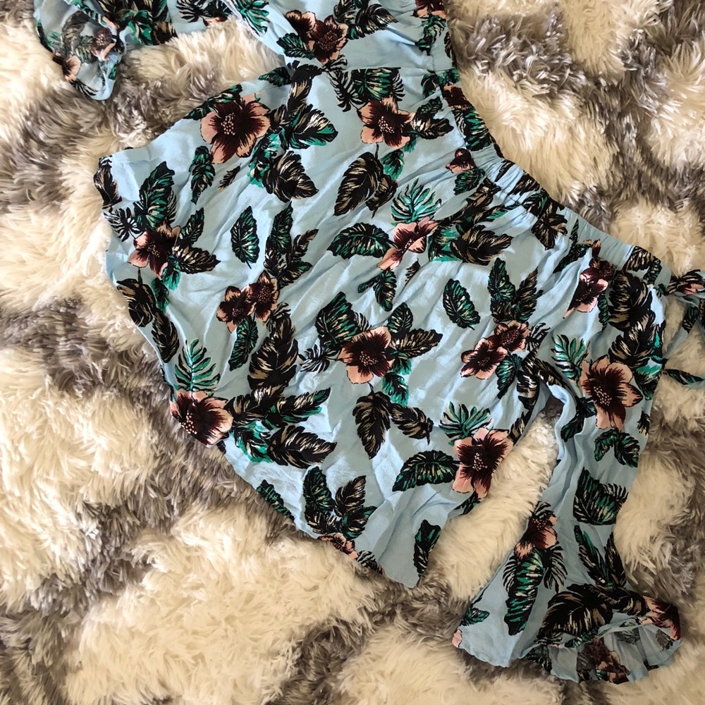 Off the shoulder baby blue blouse